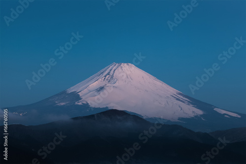 Mountain Fuji with snow cap in winter season