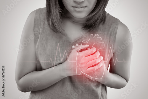 The women has heart disease and go to hospital urgent. People with heart problem concept