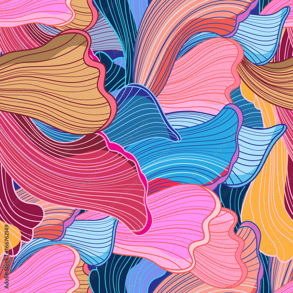 Colorful fluttering abstract petals and leaves