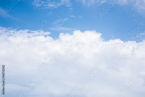 Fantastic soft white clouds against blue sky background