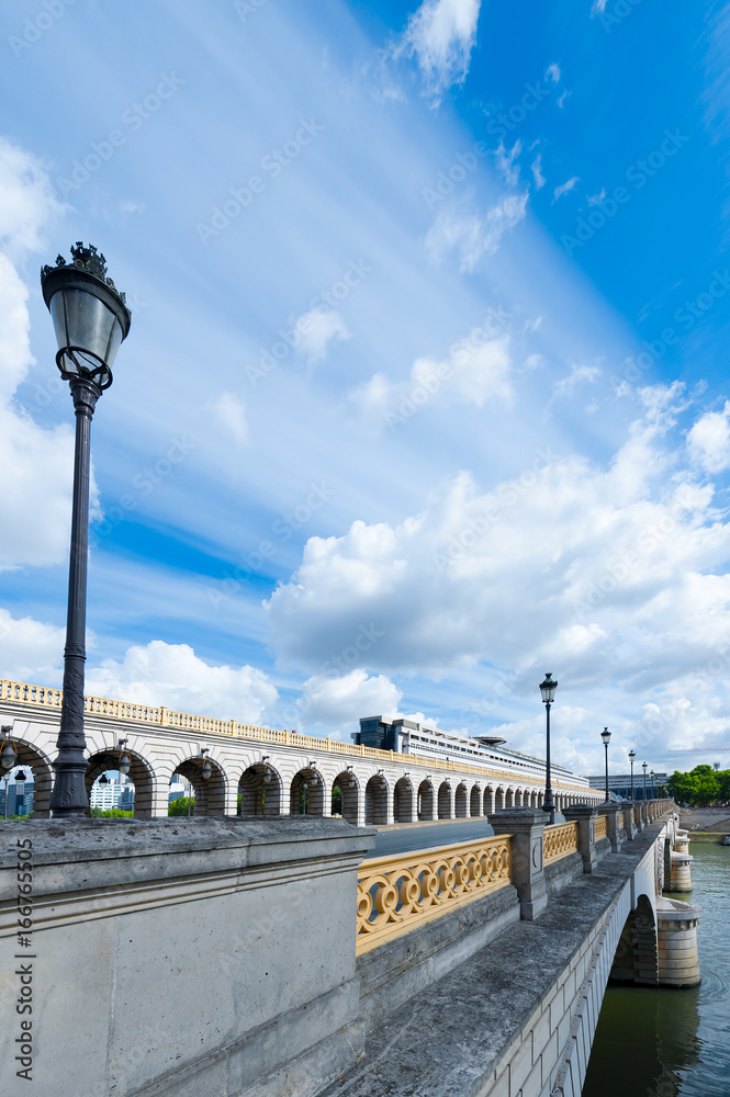 Bercy bridge against blue sky in Paris, France Bercy bridge against blue sky in Paris, France