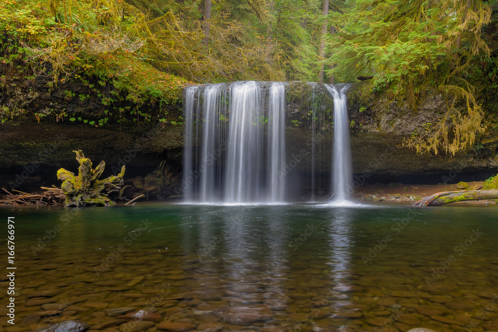 Obraz premium Upper Butte Creek Falls in Fall Season