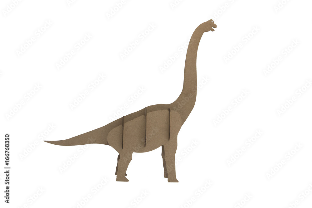 diplodocus made out of cardboard. paper dinosaur toy isolated on white background diplodocus made out of cardboard. paper dinosaur toy isolated on white background