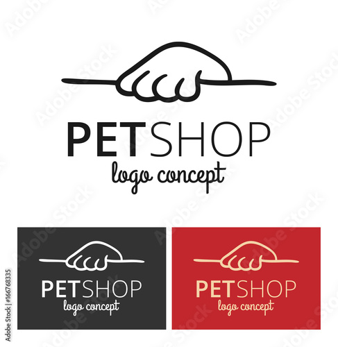 Vector logo design template for pet shops or veterinary clinics - mono line pet paw for websites and prints.