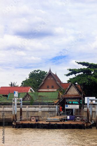 タイ バンコク チャオプラヤ川 からの景色 寺 ワット