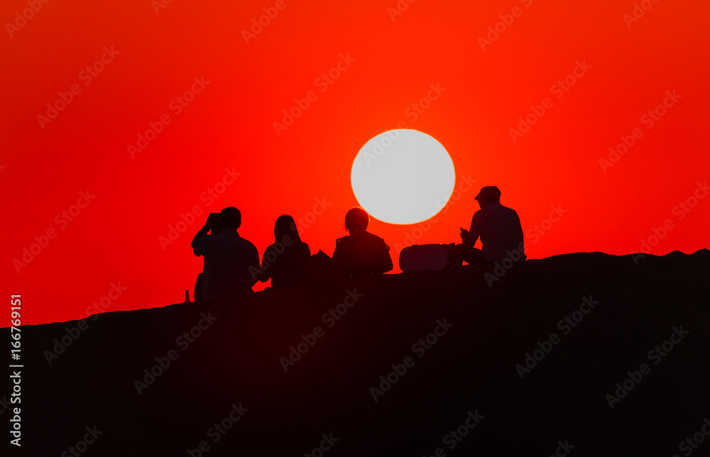 People watching sunset on the sand hills - Patara, Antalya