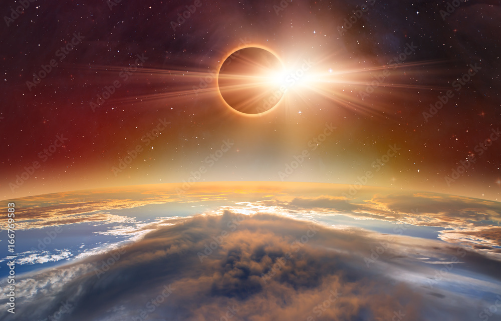 Naklejka premium Zaćmienie Słońca „Elementy tego obrazu dostarczone przez NASA”