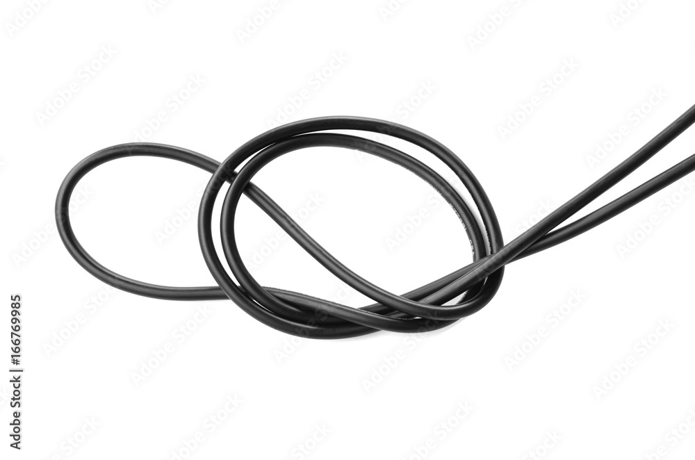 black wire power cable isolate on white background black wire power cable isolate on white background