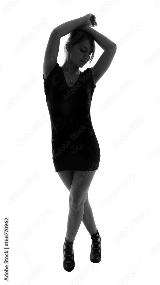 Fototapeta premium stylish silhouette of caucasian woman posing