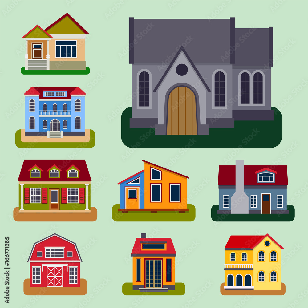 Historical city modern world most visited famous distinctive house building front face facade vector illustration Historical city modern world most visited famous distinctive house building front face facade vector illustration