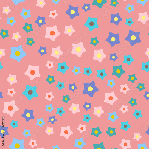 Nature spring flower wreath illustration colorful seamless pattern background...