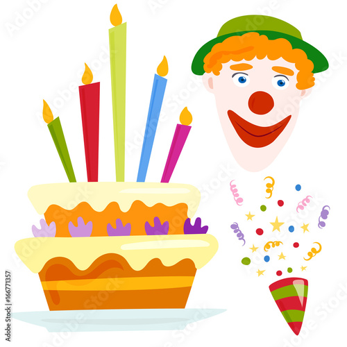 Party icons celebration happy birthday surprise decoration cocktail event ann...