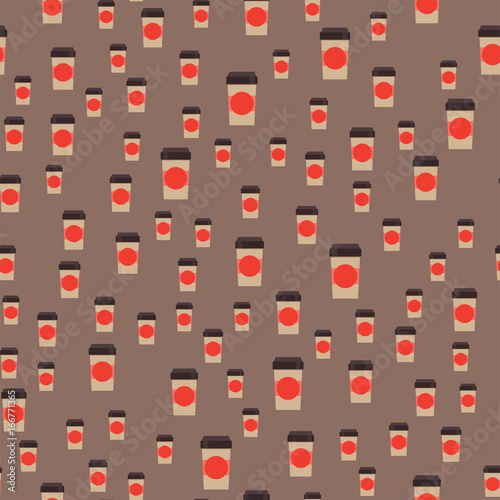 Vector take away coffee packaging templates seamless pattern shops - cardboar...
