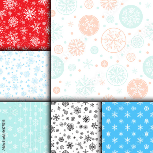 Snowflake vector seamless pattern weather traditional winter december wrappin...