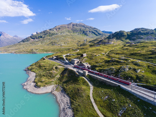 Bernina Express - Red train on Bernina Pass