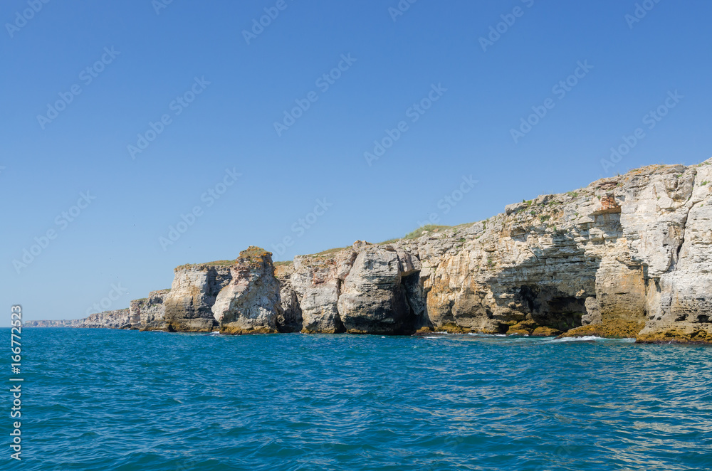 Rocky coast on the Black Sea near Tyulenovo village, Bulgaria