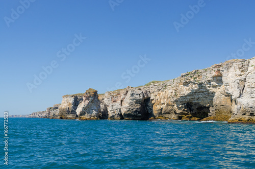 Rocky coast on the Black Sea near Tyulenovo village, Bulgaria