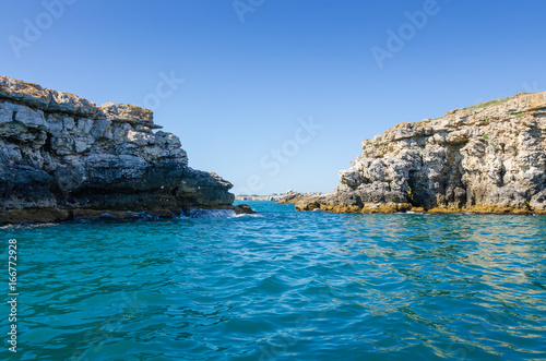 Rocky coast on the Black Sea near Tyulenovo village, Bulgaria