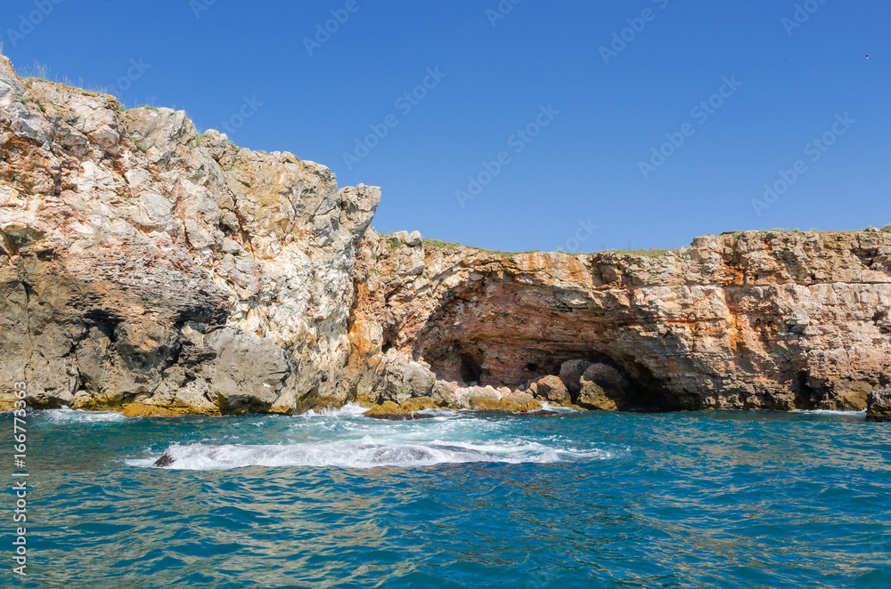 Rocky coast on the Black Sea near Tyulenovo village, Bulgaria