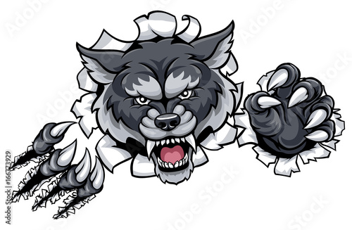 Wolf Animal Sports Mascot Breaking Background