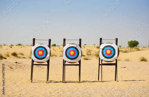 Archery target in desert