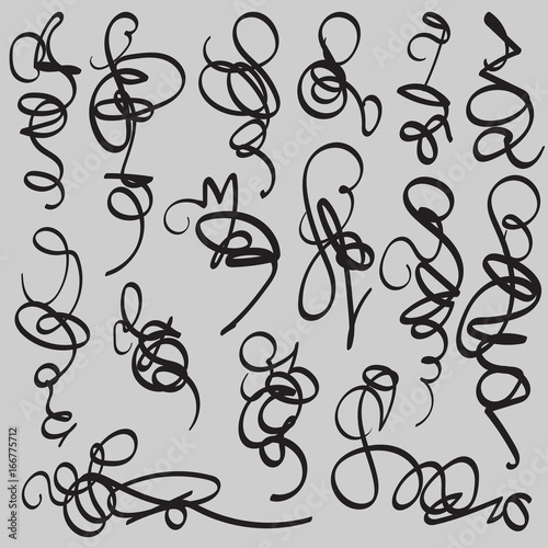 Decorative Element. Harmonious curls. Vignettes, Forging, Grating, Brand. Vector illustration