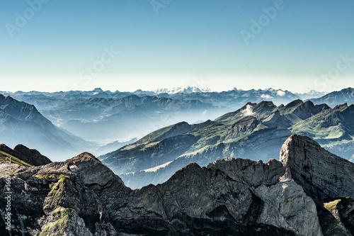 Fotografie Mountain view from Mount Saentis, Switzerland , Swiss Alps.
