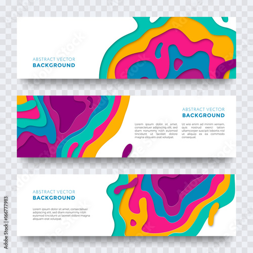Banner color abstract multi gradient color vector layers effect pattern paper cut