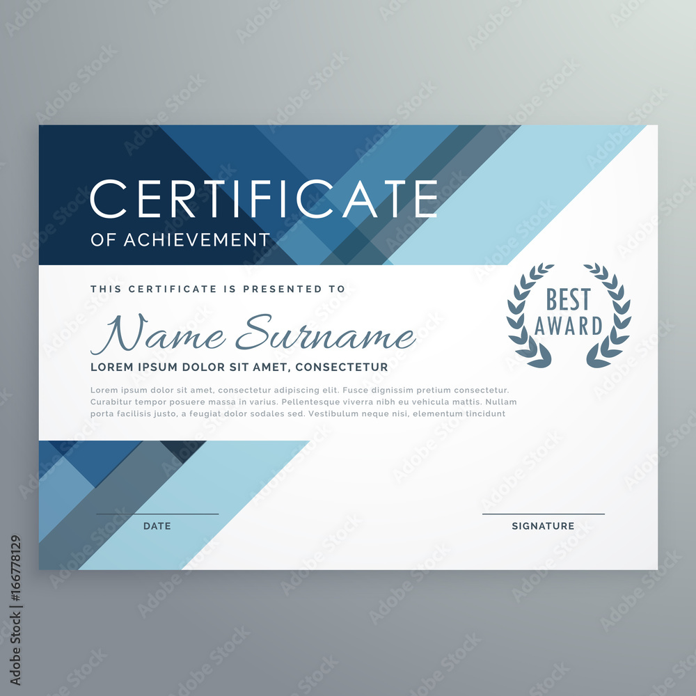 blue certificate design in professional style - obrazy, fototapety, plakaty 