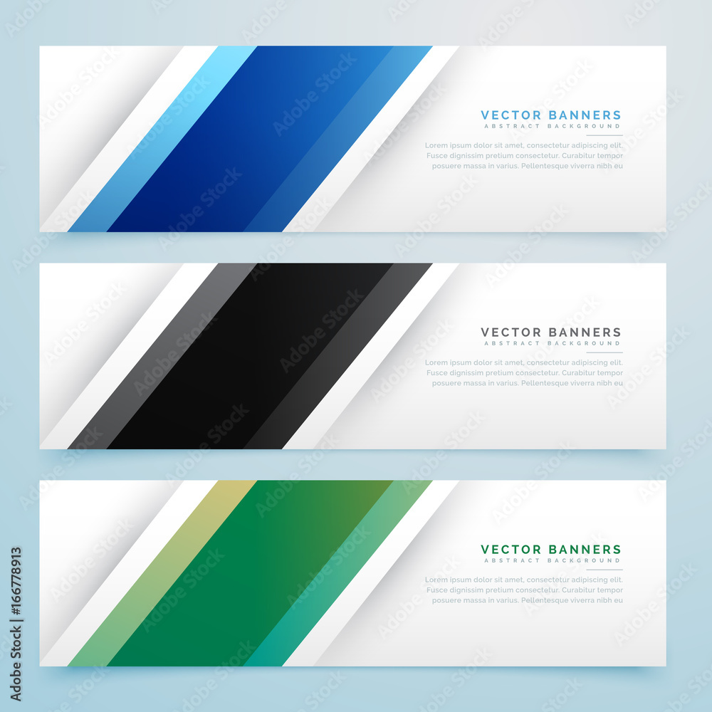 Fototapeta premium simple three color banner headers set