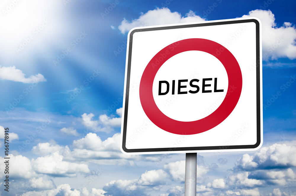 Schild mit Diesel Fahrverbot Dieselfahrverbot Schild mit Diesel Fahrverbot Dieselfahrverbot