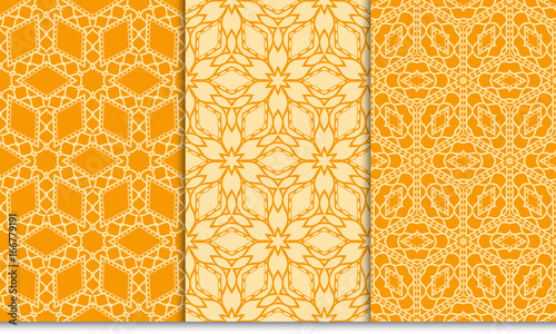 set of Modern abstract geometric pattern. vector illustration. for invitation, wallpaper. orange color