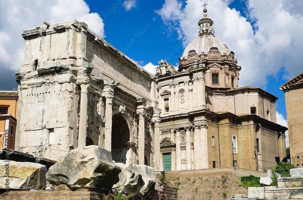 Arch of Septimius Severus and the Temple of Saints Luke and Martin
