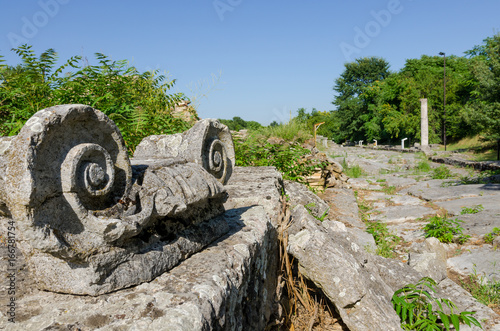 Capital in the ancient city of Nicopolis ad Istrum, Bulgaria