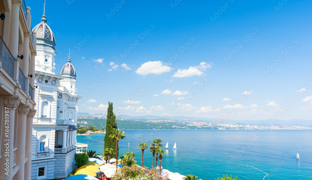 beautiful architecture in Opatija, Istria, Kvarner, Croatia