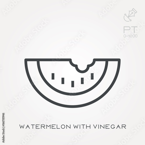 Line icon watermelon with vinegar