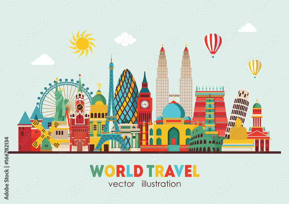 Travel and tourism background. Vector illustration - stock vector