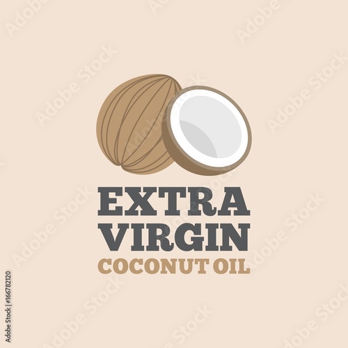 coconut logo with headline extra virgin coconut oil for use as label or banner