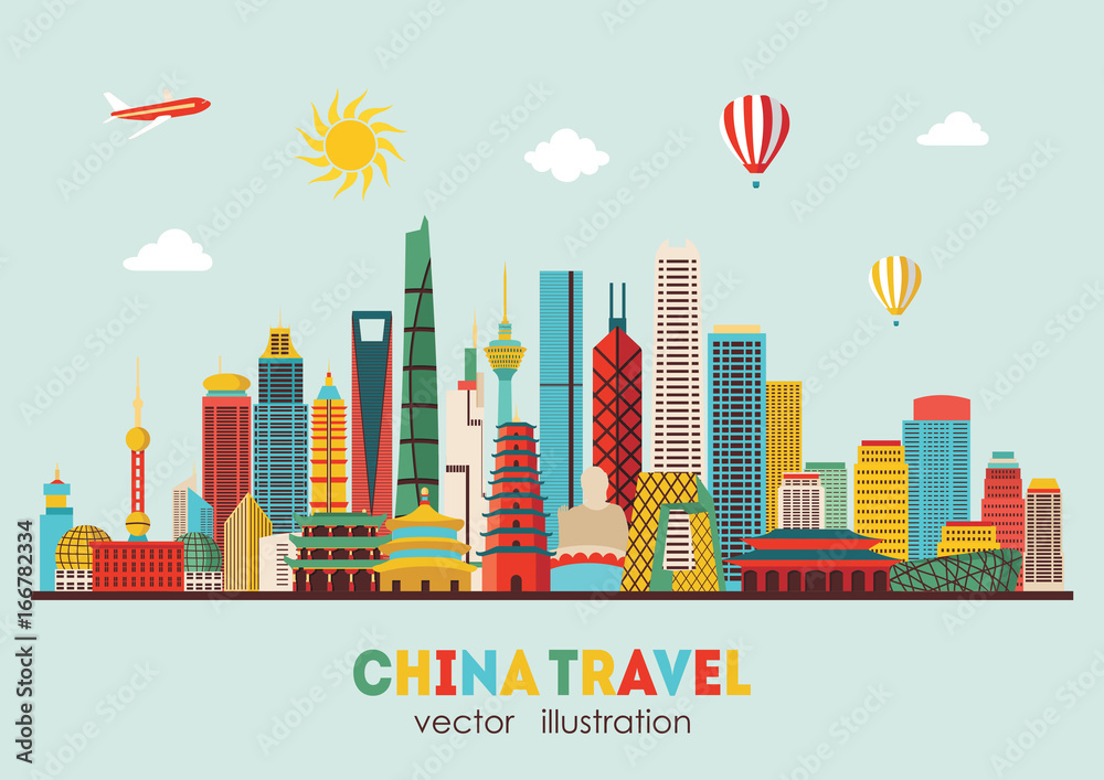 China detailed skyline. Vector illustration - stock vector
