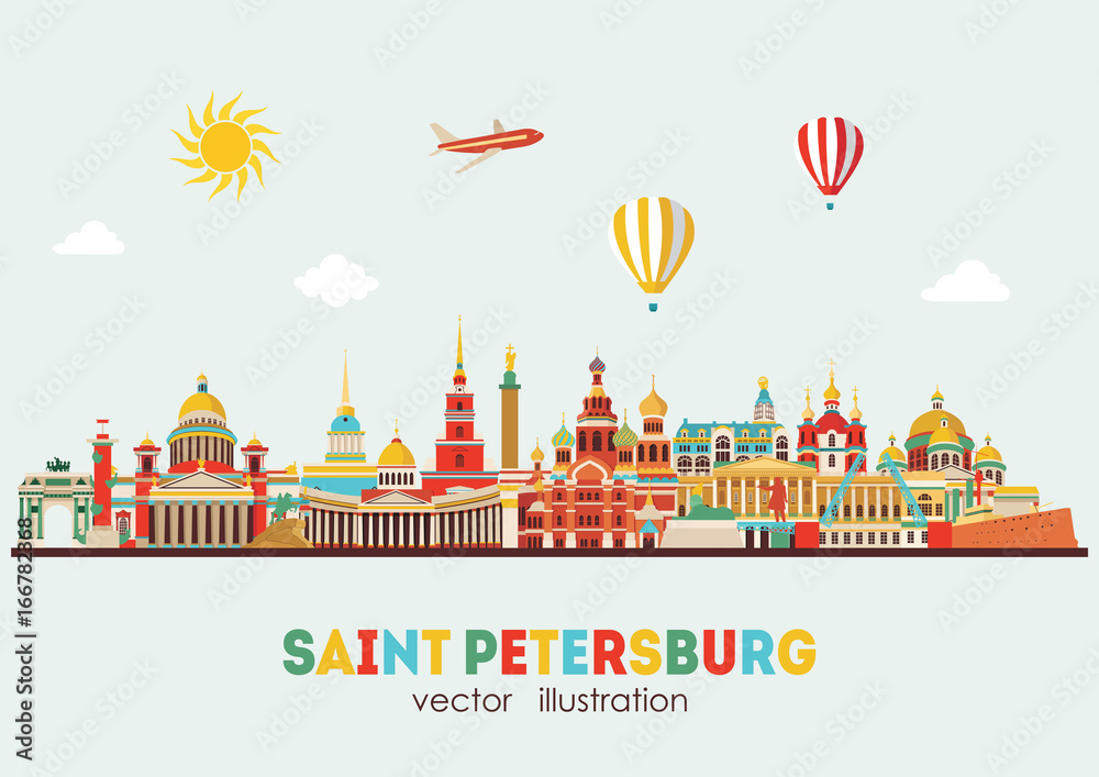Saint Petersburg detailed skyline. Vector illustration - stock vector