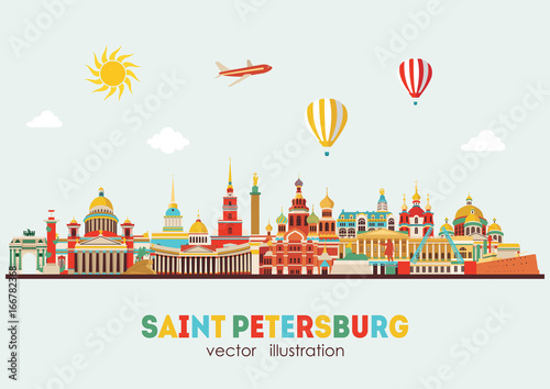 Obraz na plátně Saint Petersburg detailed skyline
