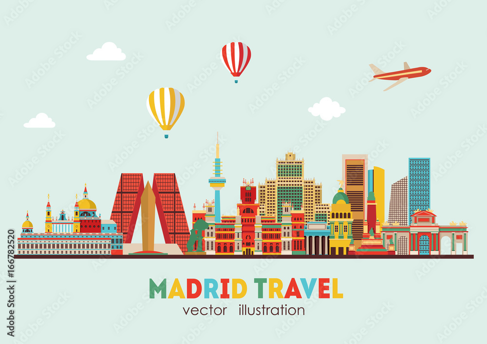 Fototapeta premium Panoramę Madrytu. ilustracji wektorowych - wektor zapasów