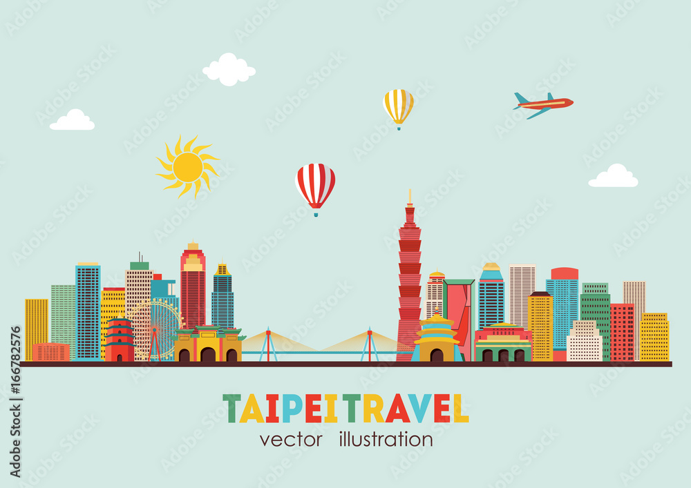 Taipei detailed skyline. Vector illustration - stock vector