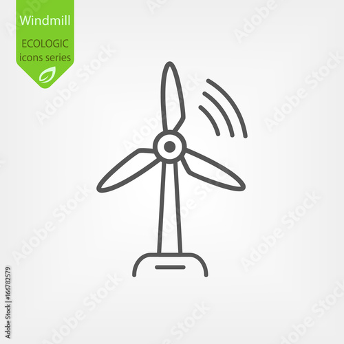 Windmill Line Vector Icon