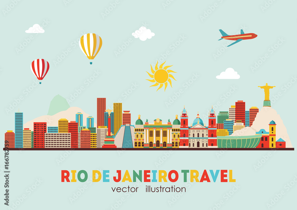 Rio De Janeiro detailed skyline. vector illustration - stock vector