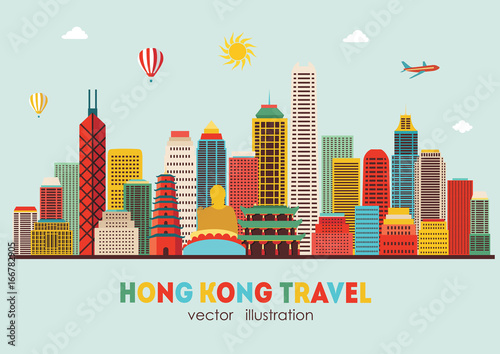Hong Kong detailed silhouette. Vector illustration - stock vector