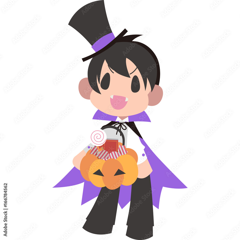 ハロウィンの仮装をする男の子 ドラキュラ Stock イラスト Adobe Stock