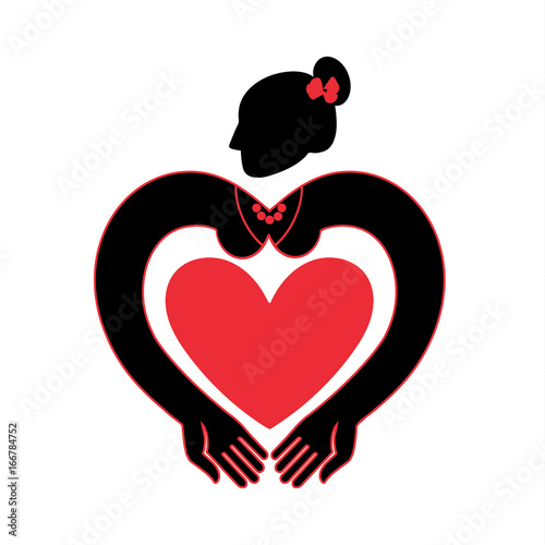 Silhouette icon low-necked woman