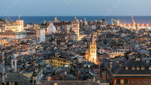 Evening view of the downtown of Genoa photo
