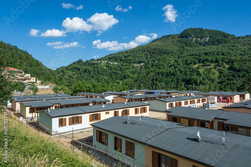 Prefabricated houses built after the earthquake that struck the town of Arquata del Tronto on August 24, 2016, in italy. © lorenza62
